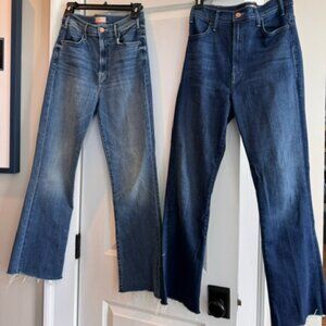 MOTHER The Hustler Ankle Fray jeans, size 28, two pairs